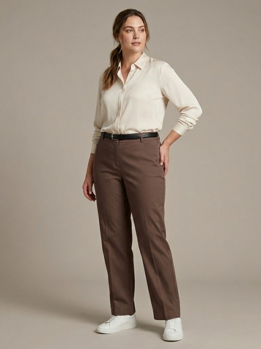 Reitmans Encote Classic Straight-Leg Women's Pants in Brown Size 16+